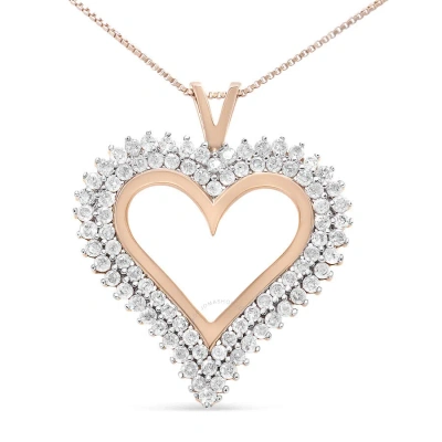 Haus Of Brilliance 10k Rose Gold Plated .925 Sterling Silver 3.00 Cttw Diamond Heart 18" Pendant Nec In Pink