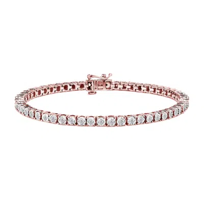 Haus Of Brilliance 10k Rose Gold Plated .925 Sterling Silver 1.0 Cttw Miracle-set Diamond Round Faceted Bezel Tennis Br