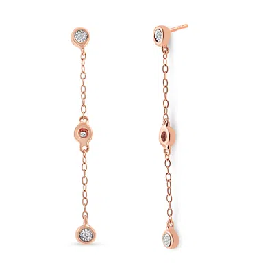 Haus Of Brilliance 10k Rose Gold Plated .925 Sterling Silver 1/15 Cttw Diamond Dangle Earring