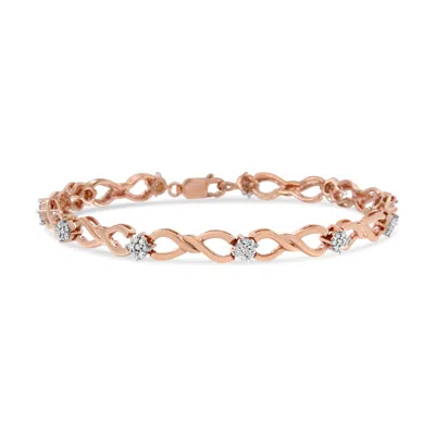 Haus Of Brilliance 10k Rose Gold Plated .925 Sterling Silver 1/2 Cttw Diamond Infinity Link Tennis Bracelet -7" In Multi