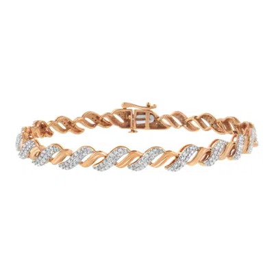 Haus Of Brilliance 10k Rose Gold Plated .925 Sterling Silver 1/4 Cttw Prong Set Round-cut Diamond "s" Link Bracelet (i-