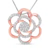 Haus Of Brilliance 10k Rose Gold Plated Flower Accent Pendant Necklace With 1/2 Cttw Round Cut Diamond In Multi