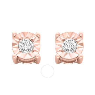 Haus Of Brilliance 10k Rose-gold Plated Sterling Silver 1/10ct. Tdw Round-cut Diamond Miracle-plated In Rose Gold-tone
