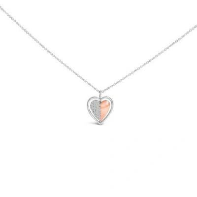 Haus Of Brilliance 10k Rose Gold Plated Sterling Silver 1/5 Cttw Diamond Two-tone Heart Pendant Necklace