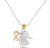 Haus Of Brilliance 10k Tri-color Gold Diamond-accented Angel Awareness Ribbon Pendant Necklace In Multi