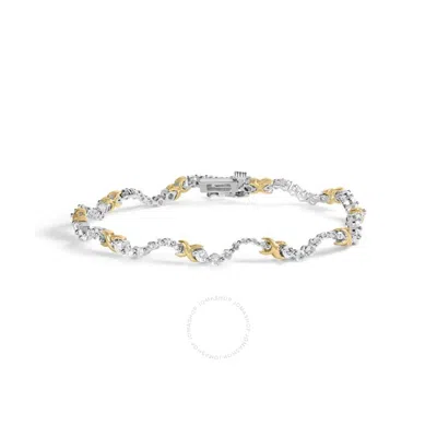 HAUS OF BRILLIANCE HAUS OF BRILLIANCE 10K TWO-TONE 2.00 CTTW DIAMOND "X" AND WAVE LINK BRACELET (H-I COLOR