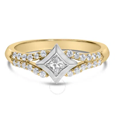 Haus Of Brilliance 10k Two Tone Color 1/2 Cttw Diamond Kite And Split Shank Ring (h-i Color In Multi