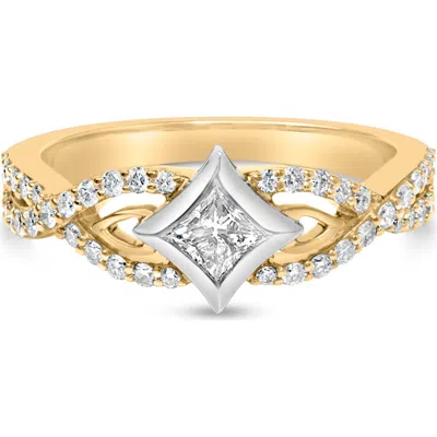 Haus Of Brilliance 10k Yellow And White Gold 2/3 Carat Tdw Starra Solitaire Diamond Ring(h-i,si2-i1) In Multi
