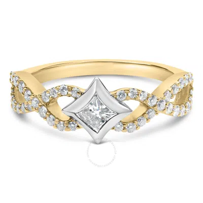 Haus Of Brilliance 10k Two Tone Color 5/8 Cttw Diamond Kite And Twist Shank Ring (h-i Color In Multi