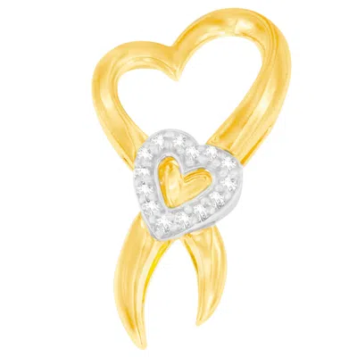 Haus Of Brilliance 10k Two-tone Gold 1/10 Cttw Diamond Heart Pendant Necklace In Multi