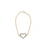 Haus Of Brilliance 10k Two Tone Gold 1/4 Cttw Diamond Encrusted Heart Charm 7" Bracelet In Multi