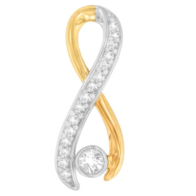 Haus Of Brilliance 10k Two-tone Gold 1/5 Cttw Diamond Radiant Ribbon Pendant Necklace In Multi