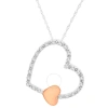 HAUS OF BRILLIANCE HAUS OF BRILLIANCE 10K TWO TONE GOLD 1/6 CTW DIAMOND FLOATING HEART PENDANT NECKLACE (K-L