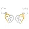 Haus Of Brilliance 10k Two-tone Gold Round Diamond Heart Dangle Earrings In Multi