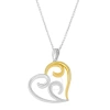 HAUS OF BRILLIANCE HAUS OF BRILLIANCE 10K TWO-TONE YELLOW GOLD OVER .925 STERLING SILVER TWO TONED OPEN HEART WITH SWIR