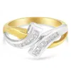 Haus Of Brilliance 10k Two Toned Channel-set Diamond Bypass Ring In Multi