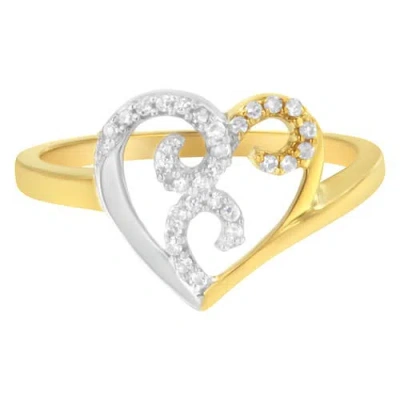Haus Of Brilliance 10k Two-toned Gold Diamond Heart Shape Cluster Ring In Multi