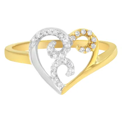 Haus Of Brilliance 10k Two-toned Gold Diamond Heart Shape Cluster Ring In Multi