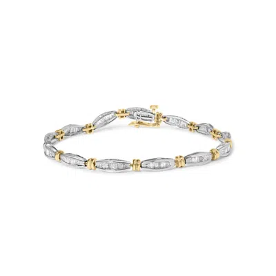 Haus Of Brilliance 10k Two-tone Gold 2.0 Cttw Baguette Diamond Channel Link Bracelet In Metallic
