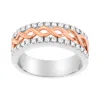 Haus Of Brilliance 10k White And Rose Gold 1/3 Cttw Diamond Split Shank And Infinity Ribbon Band Ring In Multi