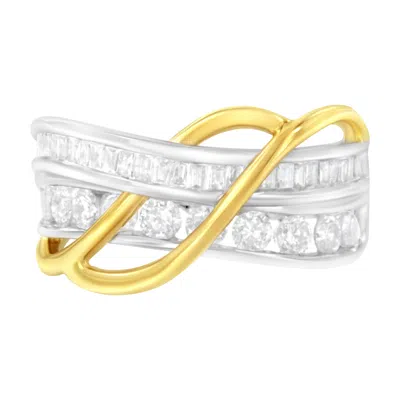 Haus Of Brilliance 10k White And Yellow Gold 1 1/10 Cttw Channel-set Diamond Bypass Band Ring In Multi