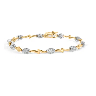 Haus Of Brilliance 10k White And Yellow Gold 1.00 Cttw Diamond Oval Shaped Cluster Link Bracelet In Multi