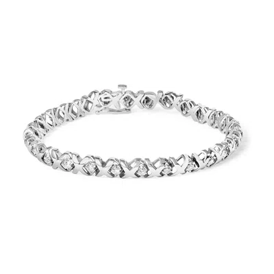Haus Of Brilliance 10k White Gold 1 1/2 Cttw Diamond Alternating Diamond And X-link 7.5" Tennis Bracelet