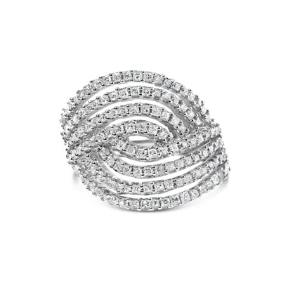 Haus Of Brilliance 10k White Gold 1 1/2 Cttw Princess Diamond Swirl Design Cocktail Ring In Pink