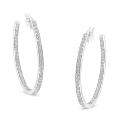 Haus Of Brilliance 10k White Gold 1 Cttw Diamond Inside-out Hoop Earrings