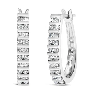 Haus Of Brilliance 10k White Gold 1.0 Cttw Alternating Diamond "u" Hoop Earrings