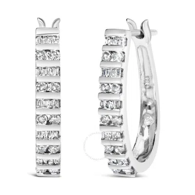 Haus Of Brilliance 10k White Gold 1.0 Cttw Alternating Diamond "u" Hoop Earrings (i-j Color