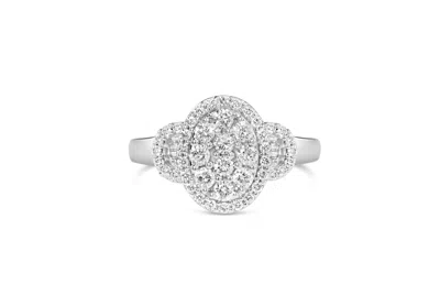Haus Of Brilliance 10k White Gold 1.0 Cttw Diamond Oval Cluster With Halo Vintage-inspired Art Deco Buckle Style Statem