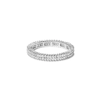 Haus Of Brilliance 10k White Gold 1.0 Cttw Princess Cut Diamond Double Row Eternity Band Ring