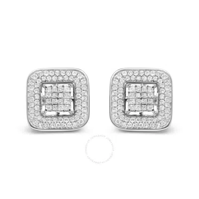 Haus Of Brilliance 10k White Gold 1.0 Cttw Round And Princess Cut Diamond Composite Open Halo Stud E