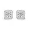 Haus Of Brilliance 10k White Gold 1.0 Cttw Round And Princess Cut Diamond Composite Open Halo Stud Earrings In White