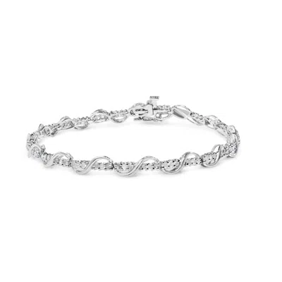 Haus Of Brilliance 10k White Gold 1.00 Cttw Round-cut Diamond Tennis Bracelet With Swirl Link