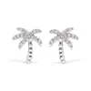 Haus Of Brilliance 10k White Gold 1/10 Cttw Diamond Encrusted Palm Tree Stud Earrings In White
