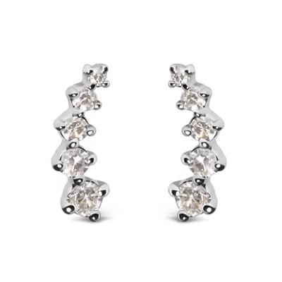 Haus Of Brilliance 10k White Gold 1/10 Cttw Diamond Journey Style Climber Stud Earrings