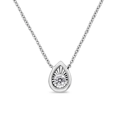 Haus Of Brilliance 10k White Gold 1/10 Cttw Miracle Set Round-cut Diamond 18" Pendant Necklace In Multi