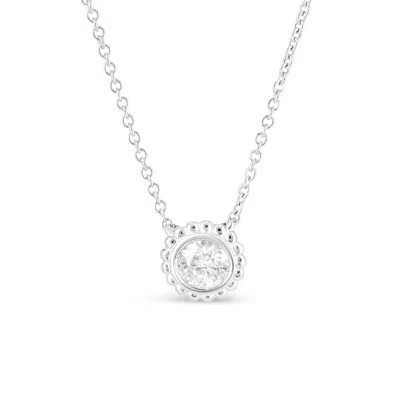 Haus Of Brilliance 10k White Gold 1/2 Cttw Bezel Set Round Diamond Sunflower Finish 18" Pendant Necklace