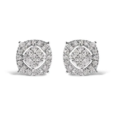 Haus Of Brilliance 10k White Gold 1/2 Cttw Diamond Cushion Shaped Composite Stud Earrings (i-j Color