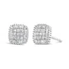 Haus Of Brilliance 10k White Gold 1/2 Cttw Invisible-set Princess Cut & Prong-set Baguette Diamond Composite Stud Earri In White