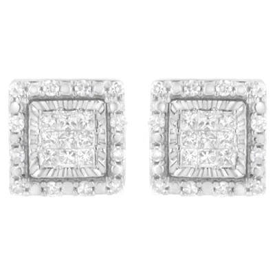 Haus Of Brilliance 10k White Gold 1/2 Cttw Invisible Set Princess-cut Diamond Square Stud Earring
