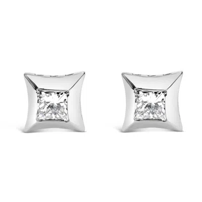 Haus Of Brilliance 10k White Gold 1/2 Cttw Invisible Set Princess-cut Diamond Stud Earrings