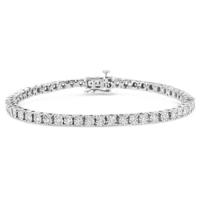 Haus Of Brilliance 14k White Gold 3.0 Cttw Lab Grown Diamond Illusion-set Miracle Plate Tennis Bracelet In Metallic