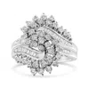Haus Of Brilliance 10k White Gold 1/2 Cttw Round And Baguette-cut "s" Shaped Bypass Cocktail Ring In White