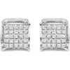 Haus Of Brilliance 10k White Gold 1/2 Cttw Princess Cut Diamond Square Shaped Multi Stone Stud Earrings In Metallic
