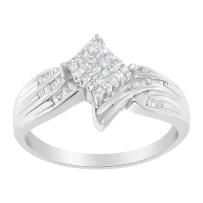 Haus Of Brilliance 10k White Gold 1/3 Cttw Princess And Baguette Cut Diamond Bypass Style Cocktail Ring