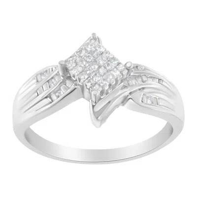 Haus Of Brilliance 10k White Gold 1/3 Cttw Princess And Baguette Cut Diamond Bypass Style Cocktail Ring