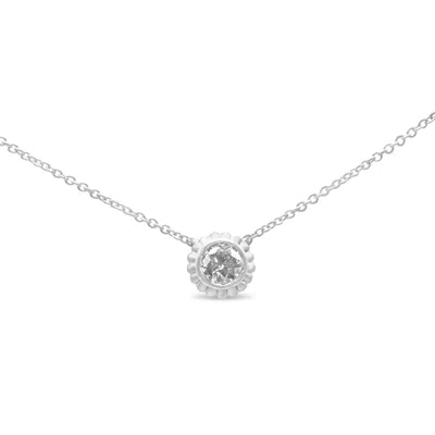 Haus Of Brilliance 10k White Gold 1/4 Cttw Bezel-set Round Diamond Solitaire Floral Pendant 18" Necklace